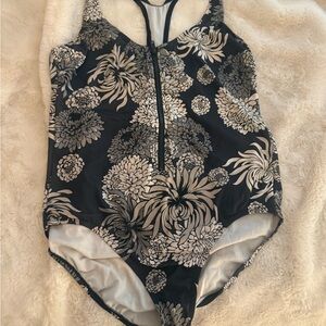 Floral Black and Cream Swimsuit